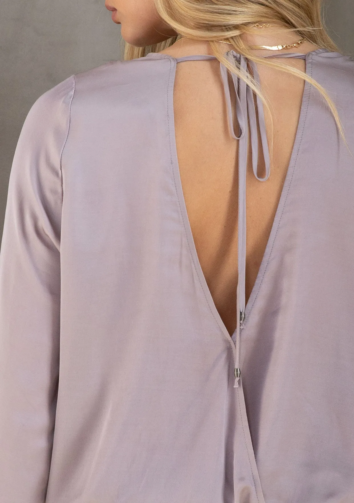 Chic Silky Surplice Long Sleeve Dressy Top