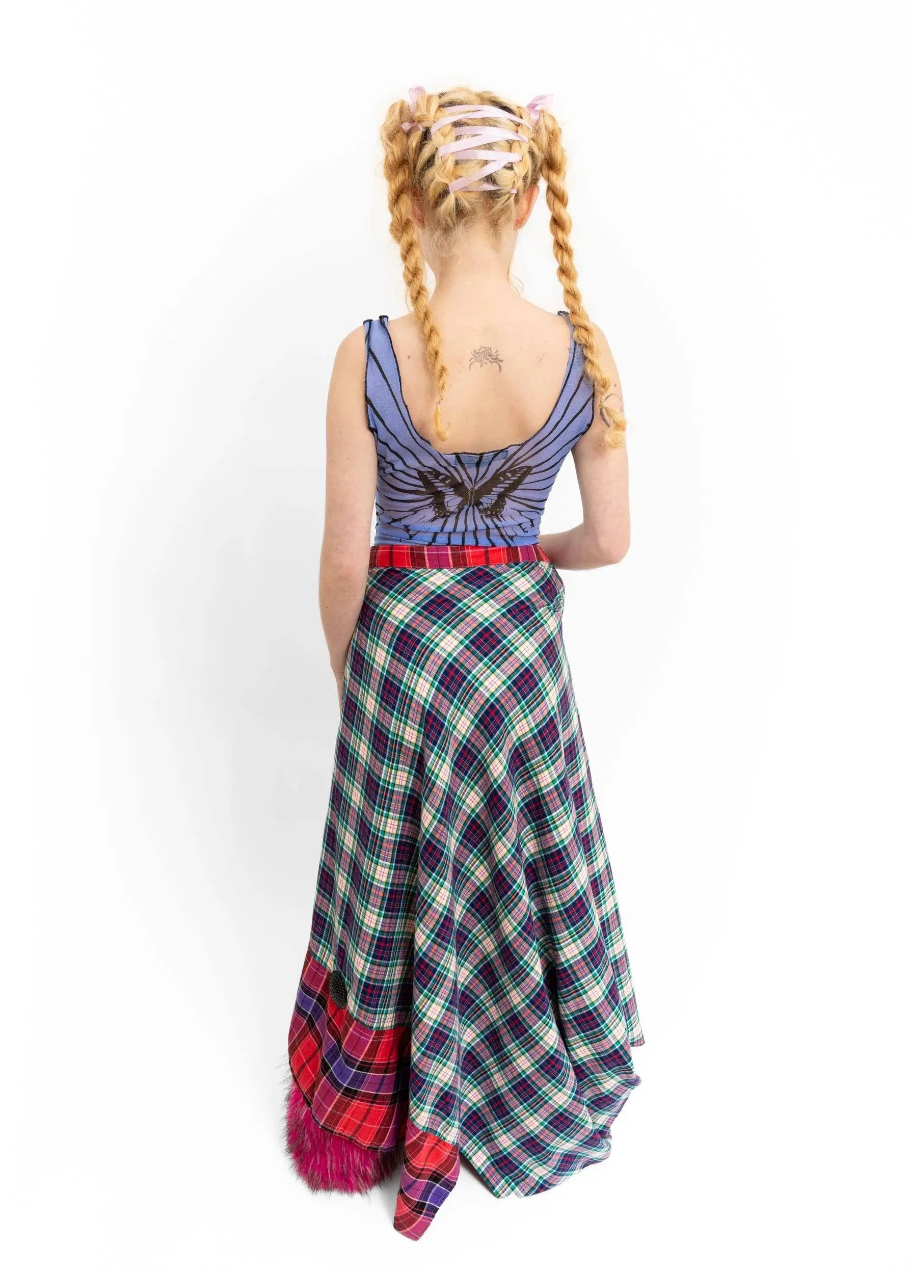 Clashing tartan maxi skirt