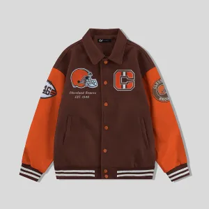 Cleeveland Browns Collared Varsity Jacket - NFL Letterman Jacket - Clubs Varsity