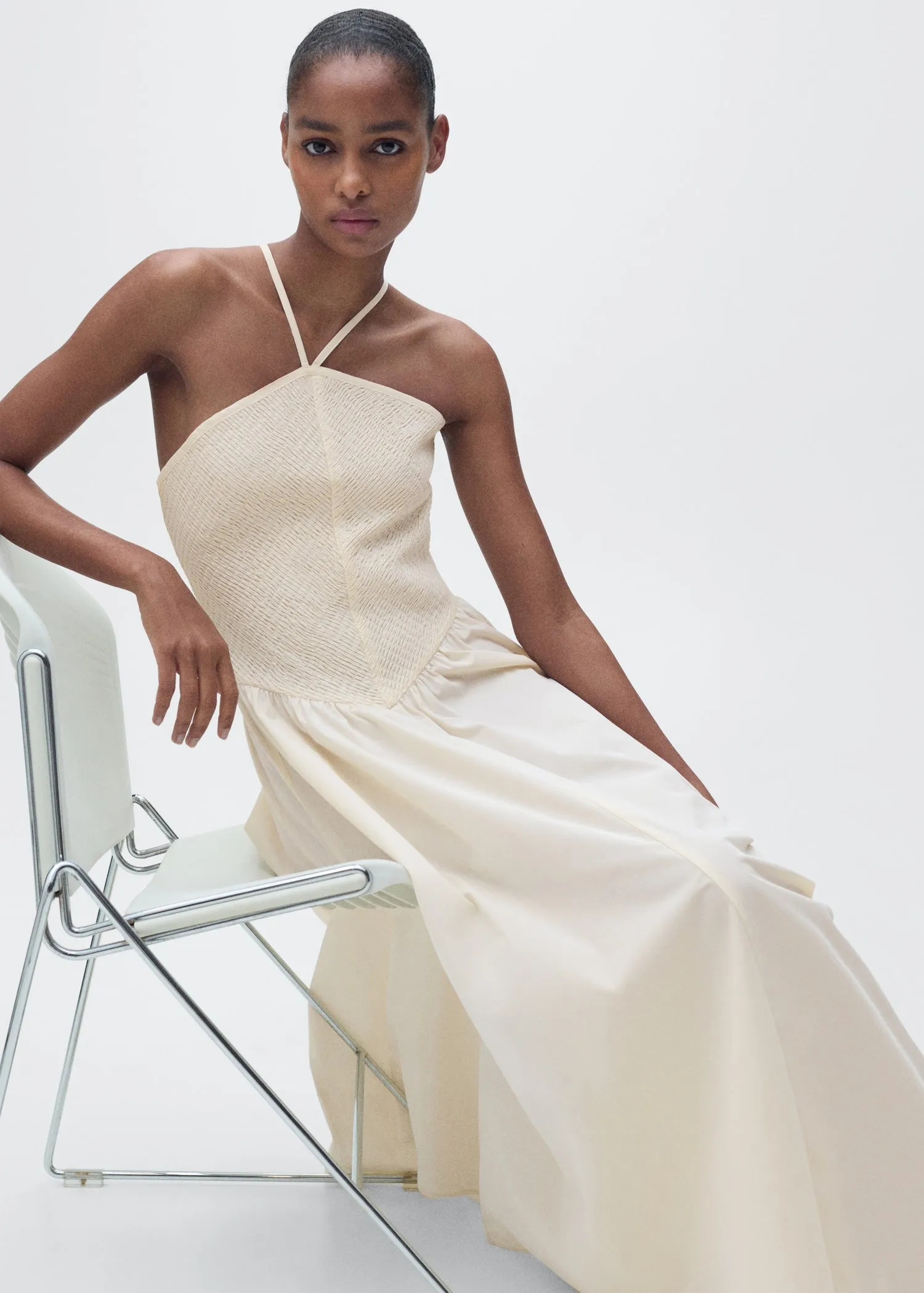 Combined halter-neck dress