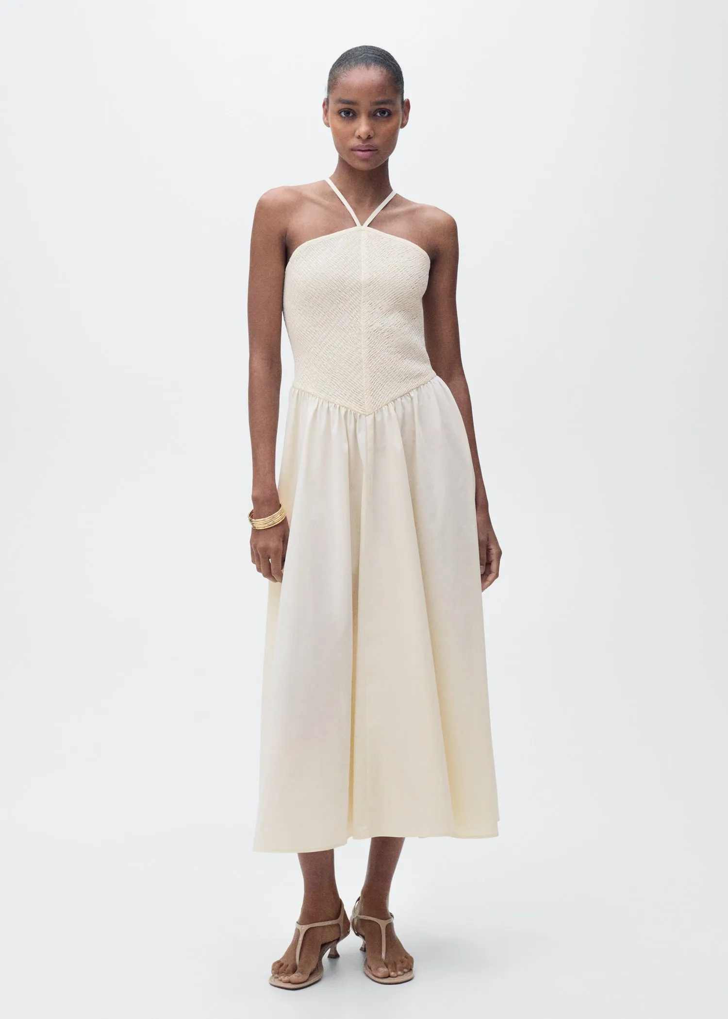 Combined halter-neck dress