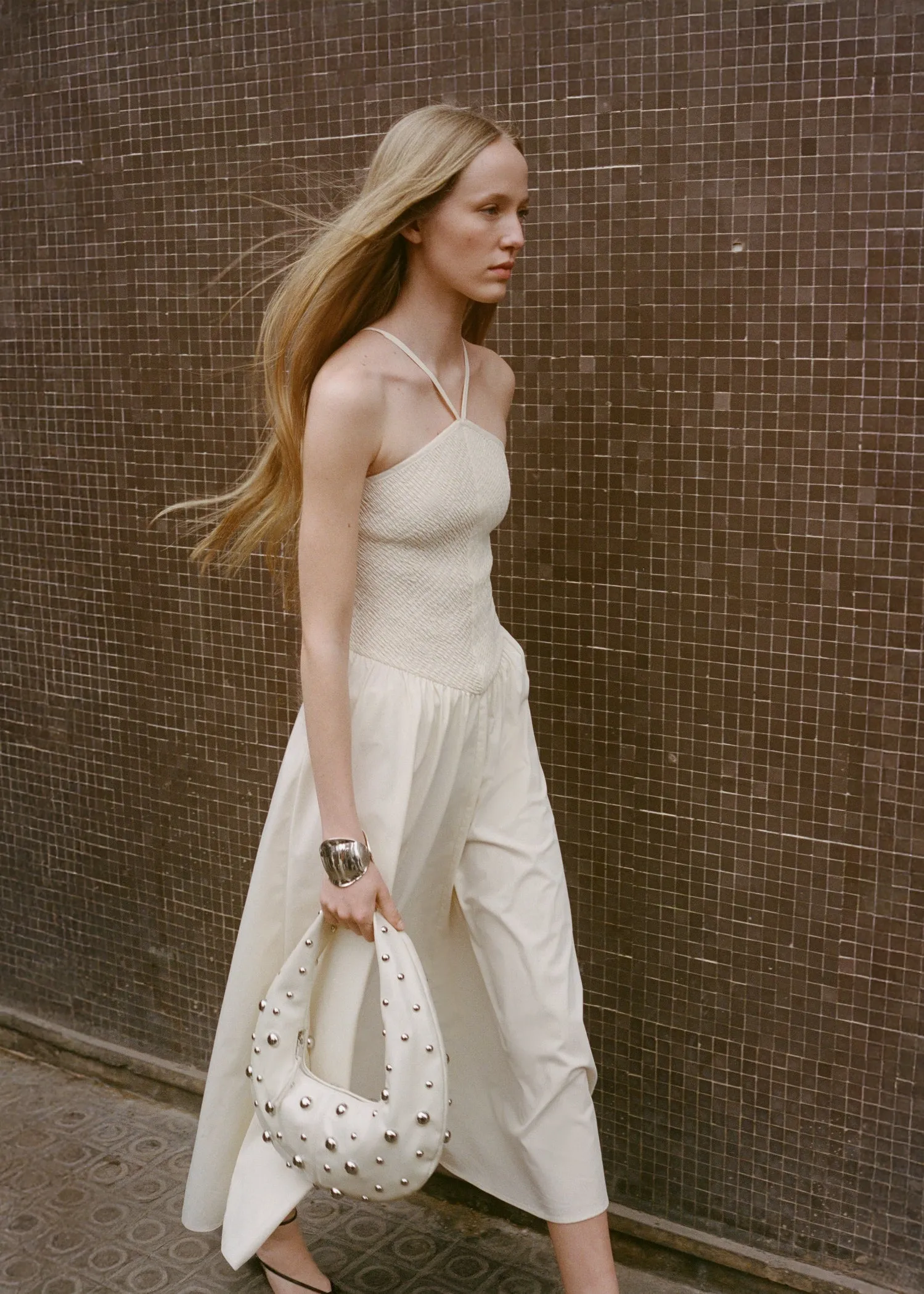Combined halter-neck dress