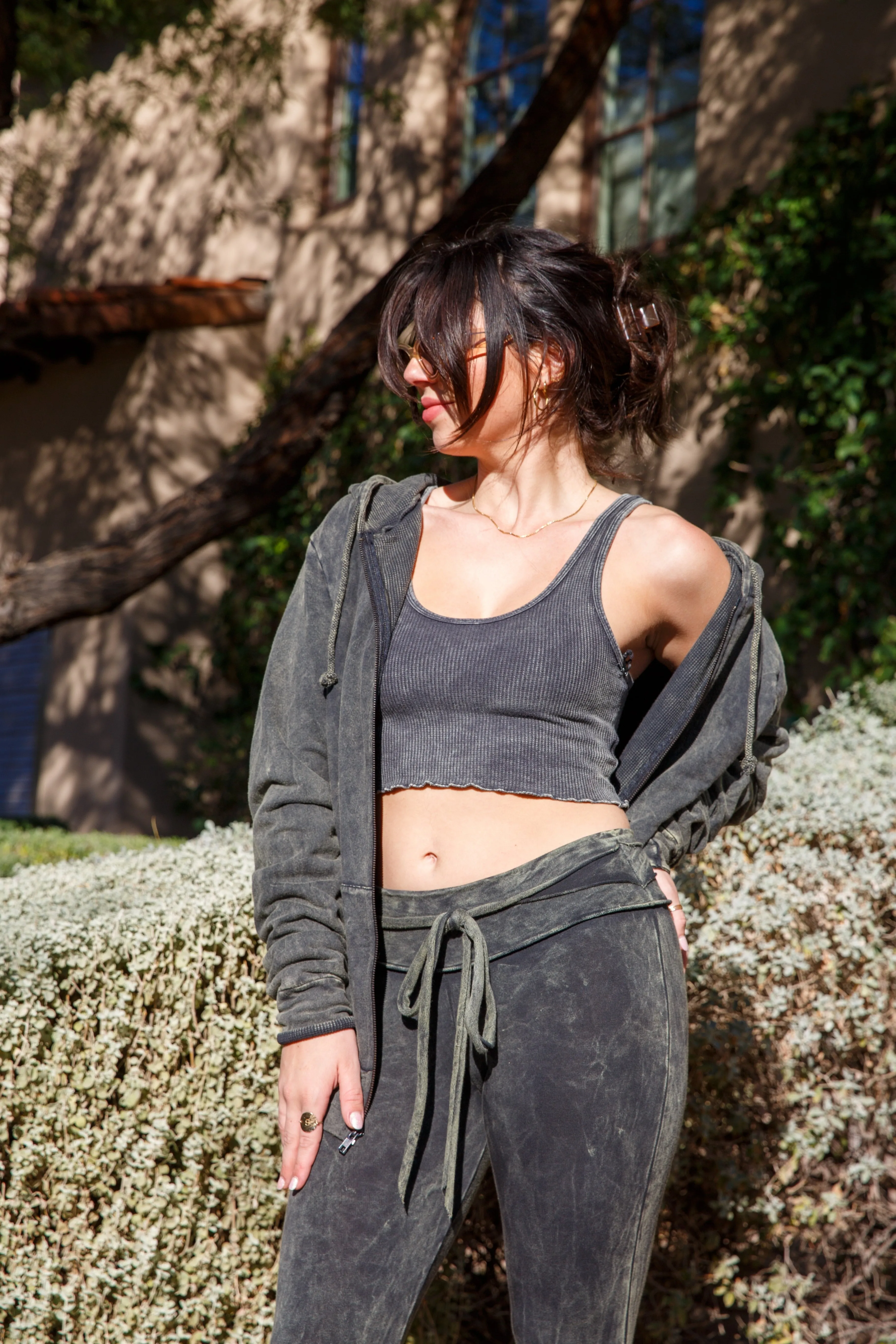 CROP LEGGING WITH TIE - VINTAGE ARMY