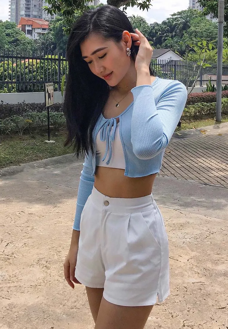 cropped tie-up cardigan