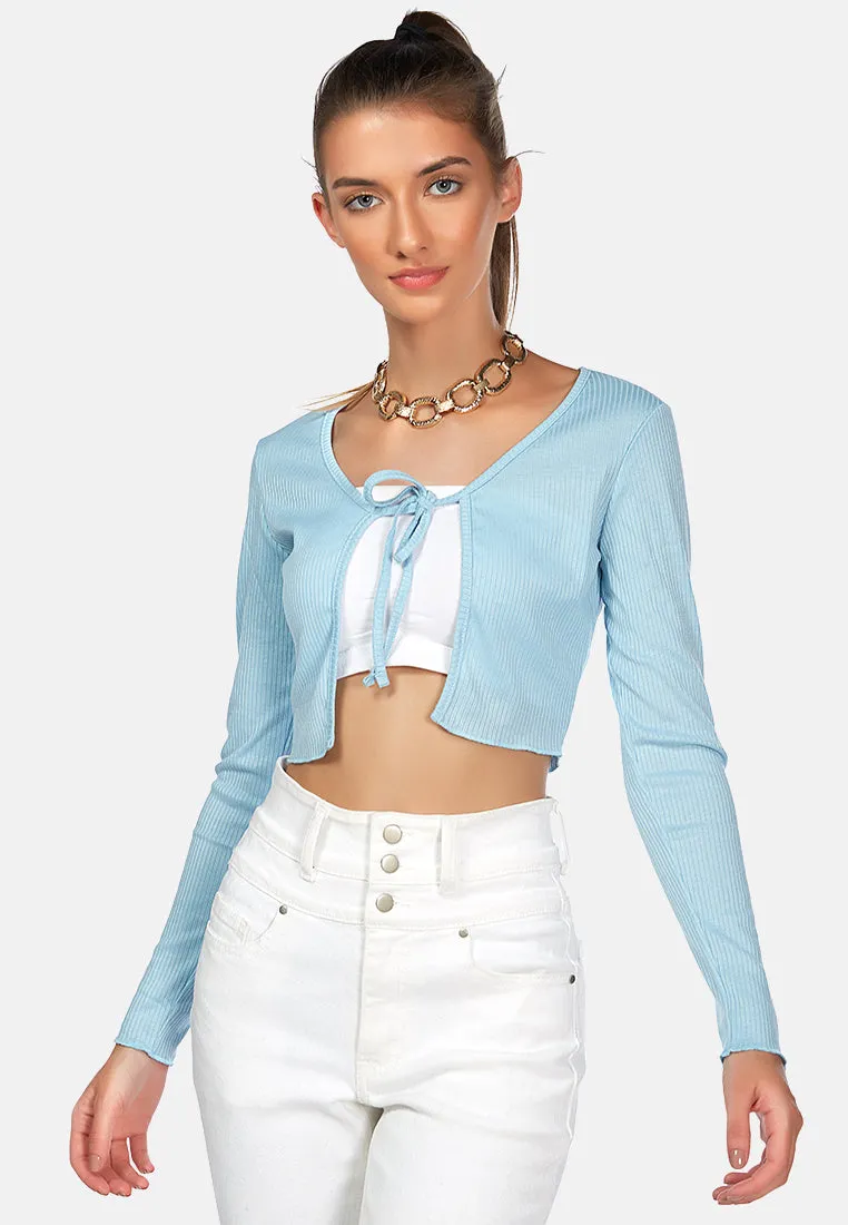 cropped tie-up cardigan