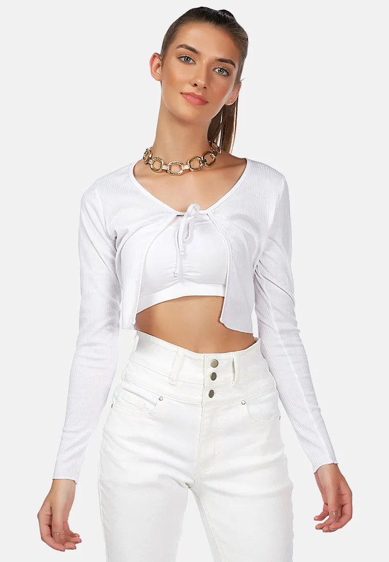 cropped tie-up cardigan