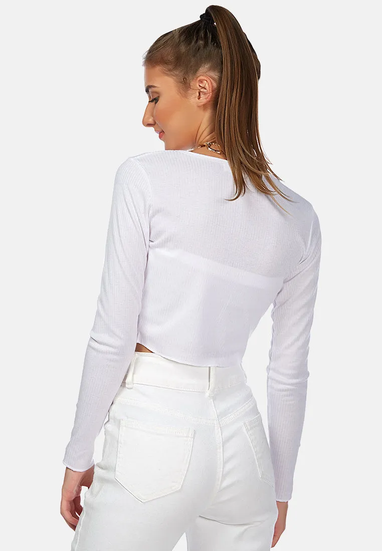 cropped tie-up cardigan