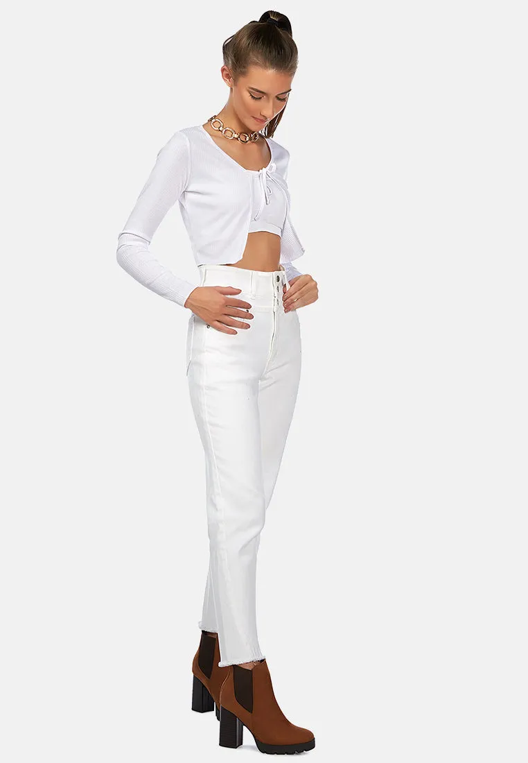 cropped tie-up cardigan