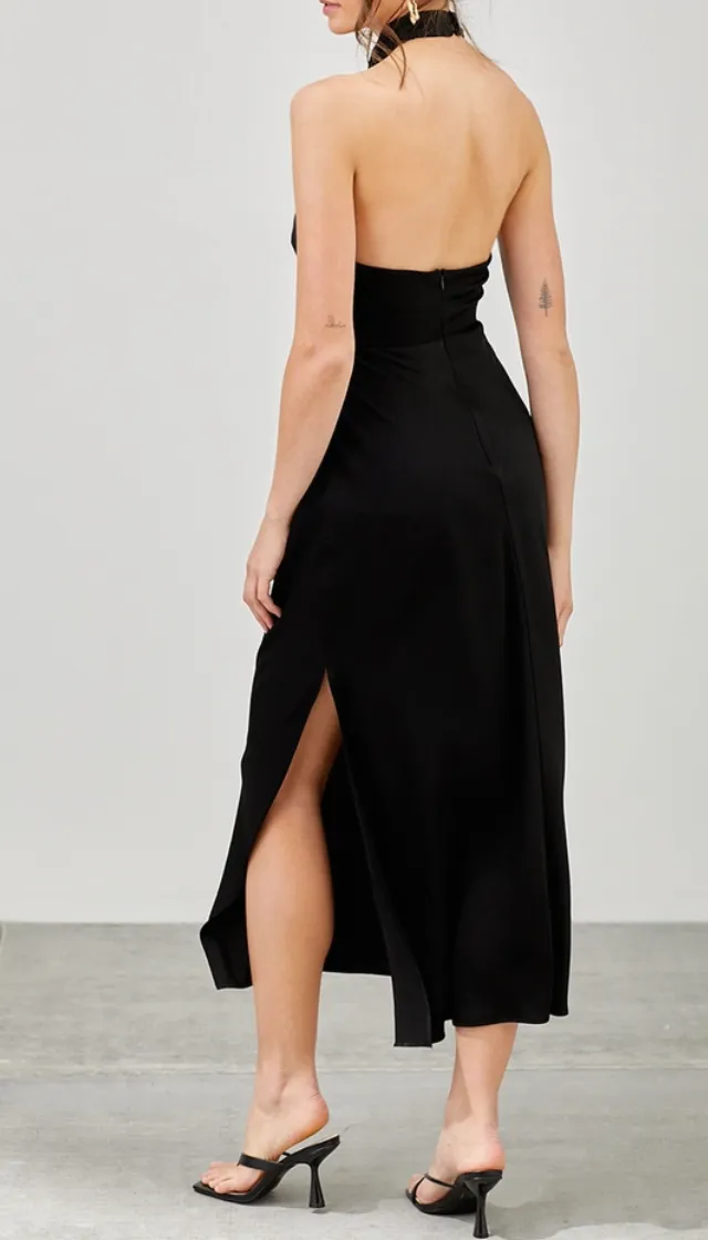 Cross Neck Side Slit Dress