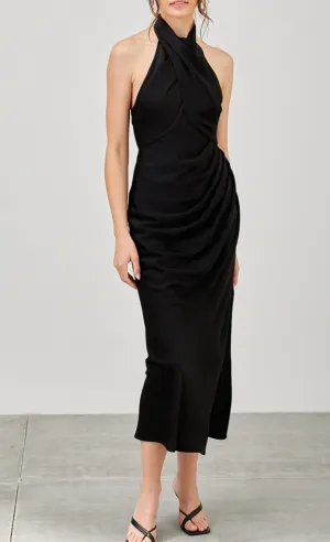Cross Neck Side Slit Dress