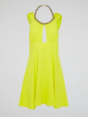Crystal Embellished Halter Neck Dress