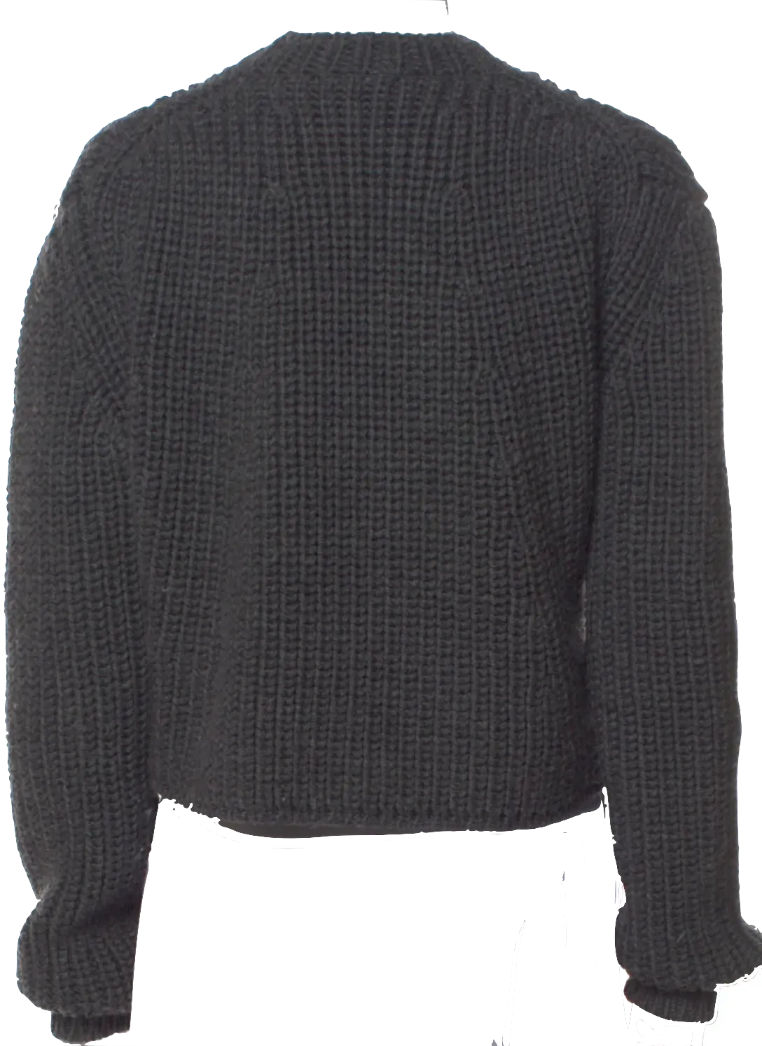 Diesel Black Gold. (Glenn Martens) Grey Virgin Wool Crew Neck Cropped Sweater