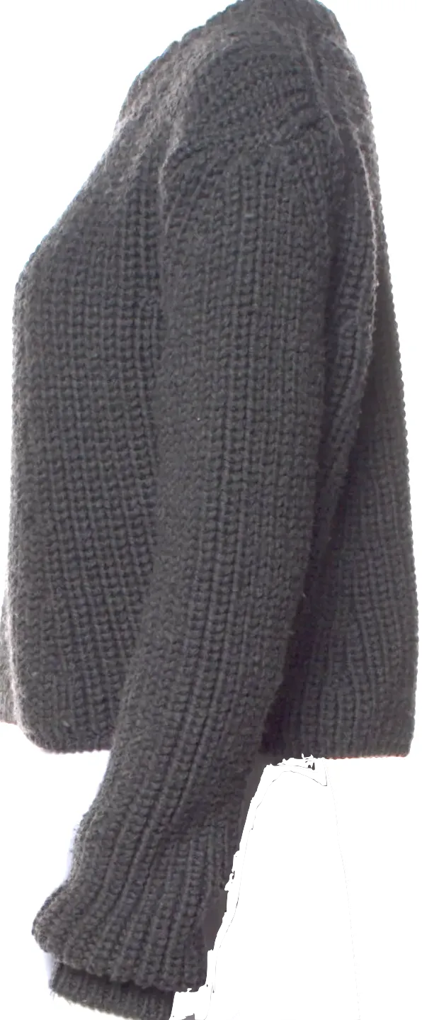 Diesel Black Gold. (Glenn Martens) Grey Virgin Wool Crew Neck Cropped Sweater