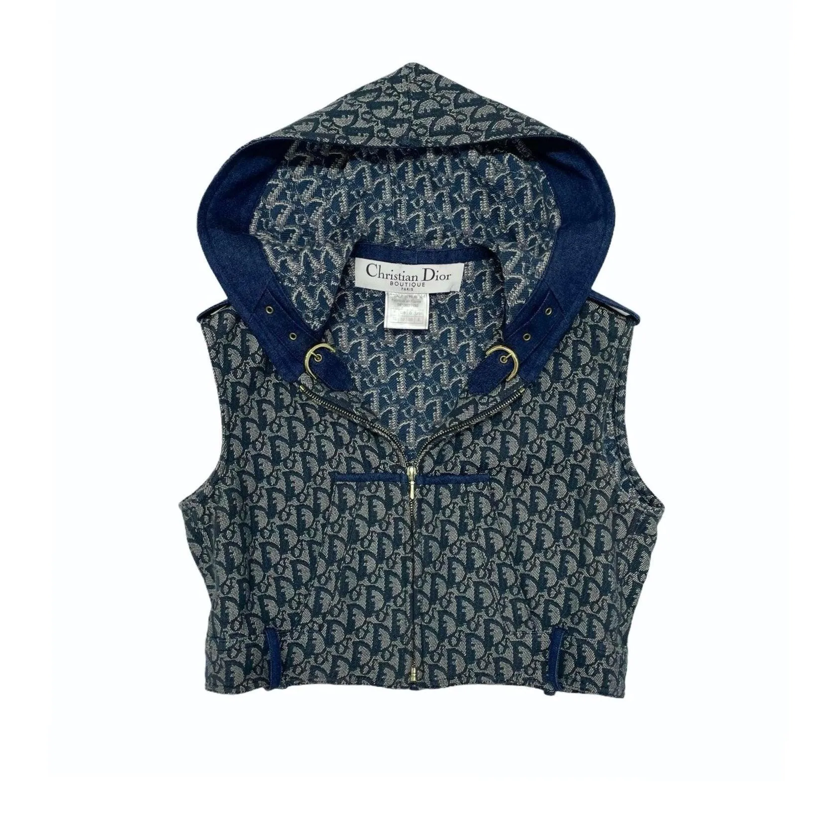 Dior Navy Cropped Logo Vest