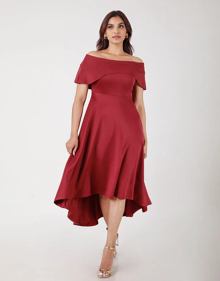Dipped Hem Off the Shoulder Dress