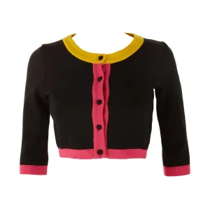 Dolce & Gabbana Color Block Cropped Logo Cardigan