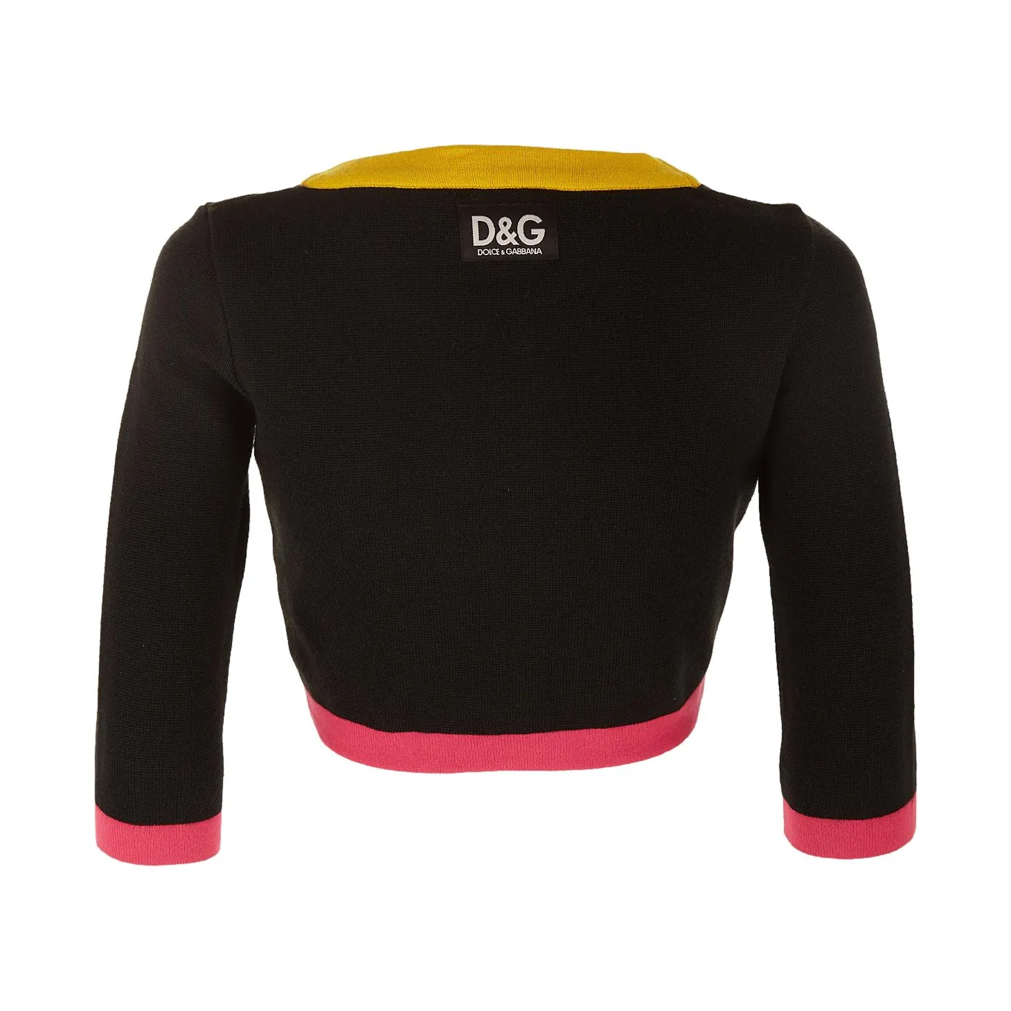 Dolce & Gabbana Color Block Cropped Logo Cardigan