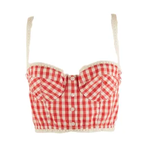 Dolce & Gabbana Red Gingham Cropped Top
