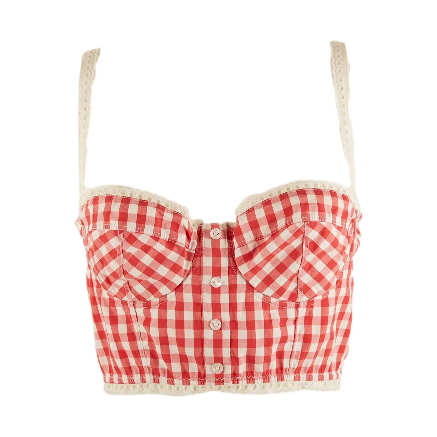 Dolce & Gabbana Red Gingham Cropped Top