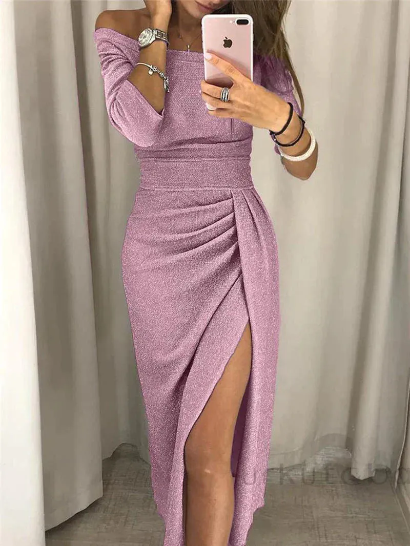 Donata® | Off-The-Shoulder Glitter Dress