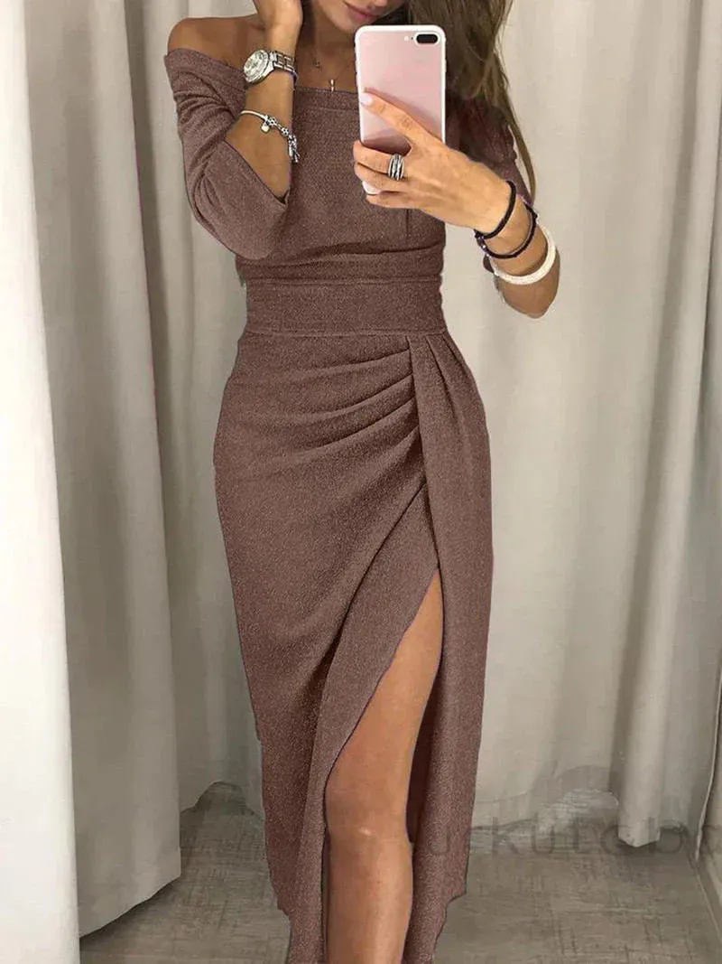 Donata® | Off-The-Shoulder Glitter Dress