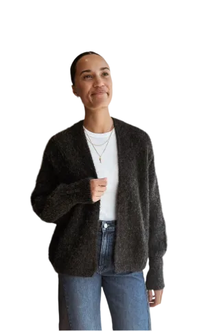 East cardi in charcoal melange