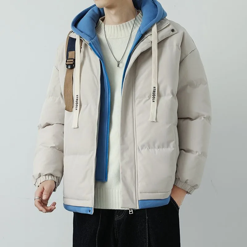 Easy-to-Clean Faux Two-Piece Puffer Jacket - Windproof and Warm