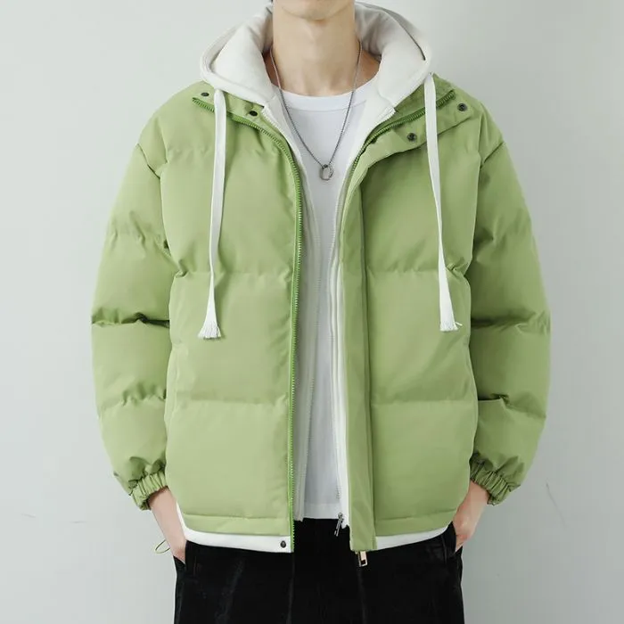 Easy-to-Clean Faux Two-Piece Puffer Jacket - Windproof and Warm
