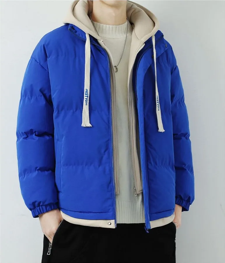 Easy-to-Clean Faux Two-Piece Puffer Jacket - Windproof and Warm