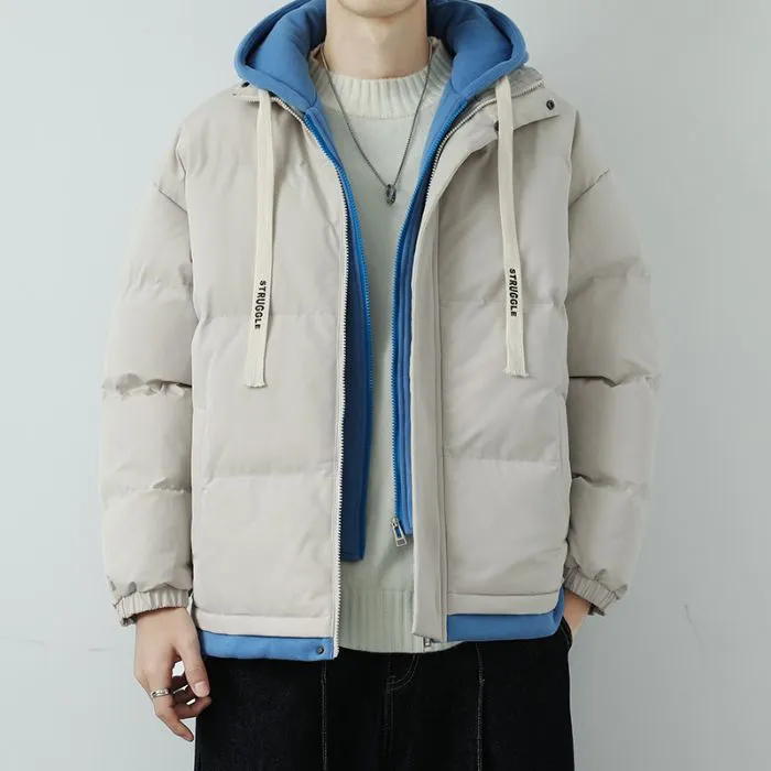 Easy-to-Clean Faux Two-Piece Puffer Jacket - Windproof and Warm
