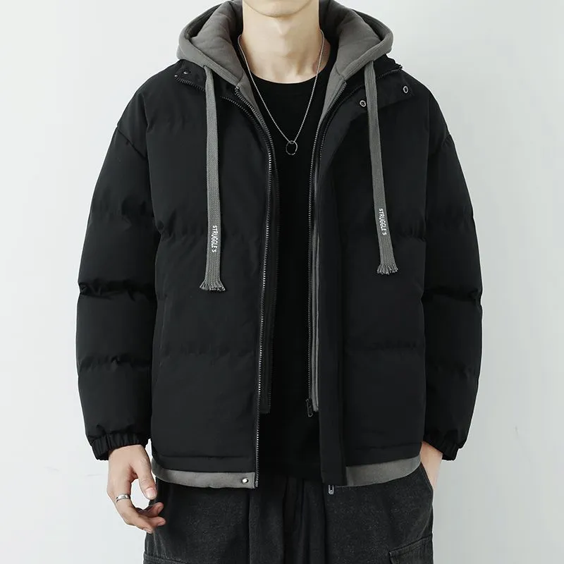 Easy-to-Clean Faux Two-Piece Puffer Jacket - Windproof and Warm
