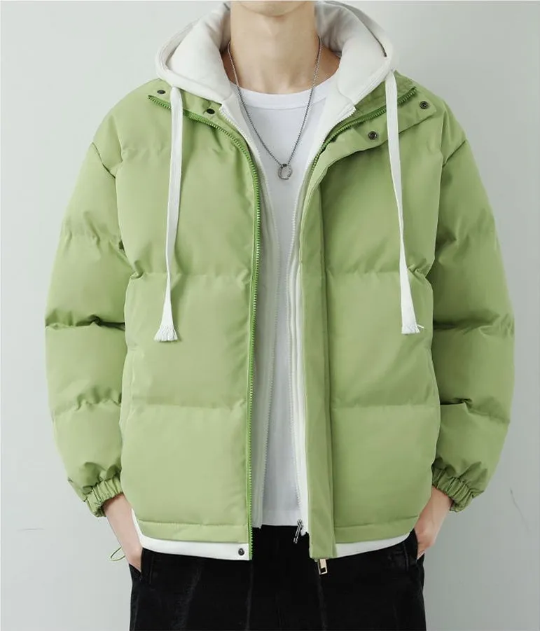 Easy-to-Clean Faux Two-Piece Puffer Jacket - Windproof and Warm