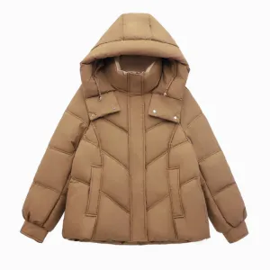 Easy-to-Clean Quilted Puffer Jacket with Zip-up Style