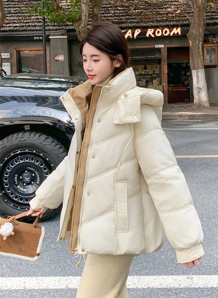 Easy-to-Clean Quilted Puffer Jacket with Zip-up Style