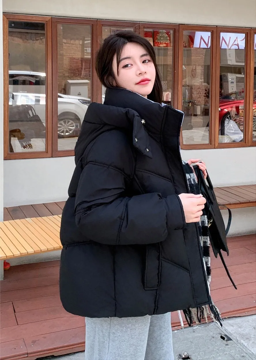Easy-to-Clean Quilted Puffer Jacket with Zip-up Style