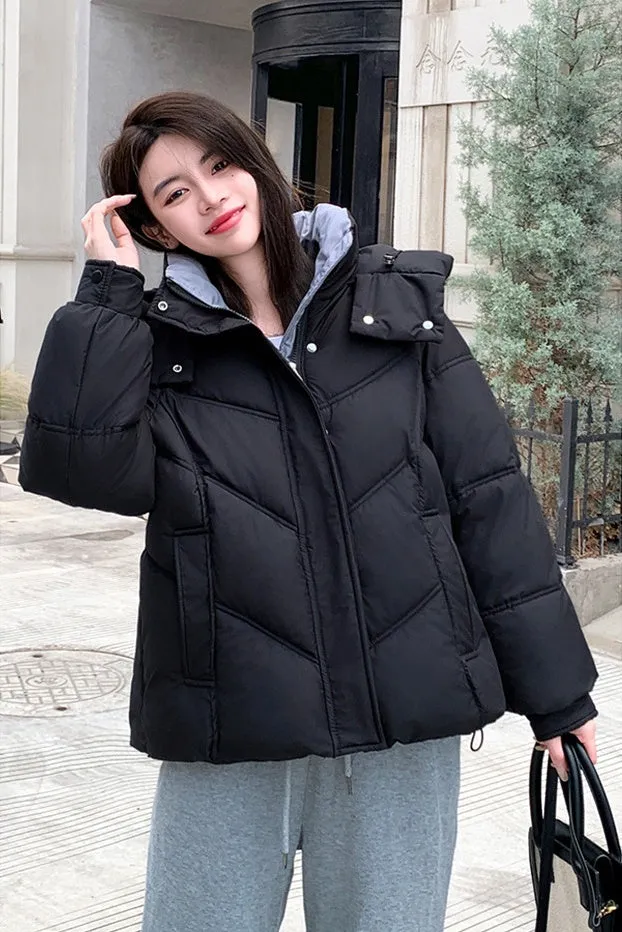 Easy-to-Clean Quilted Puffer Jacket with Zip-up Style