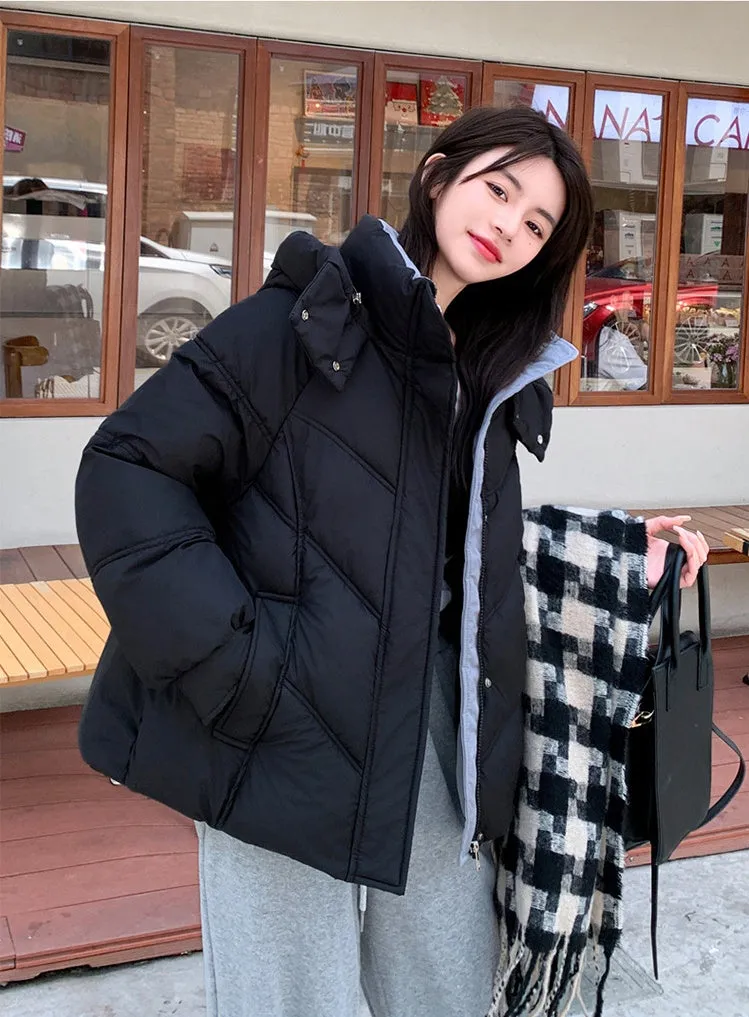 Easy-to-Clean Quilted Puffer Jacket with Zip-up Style