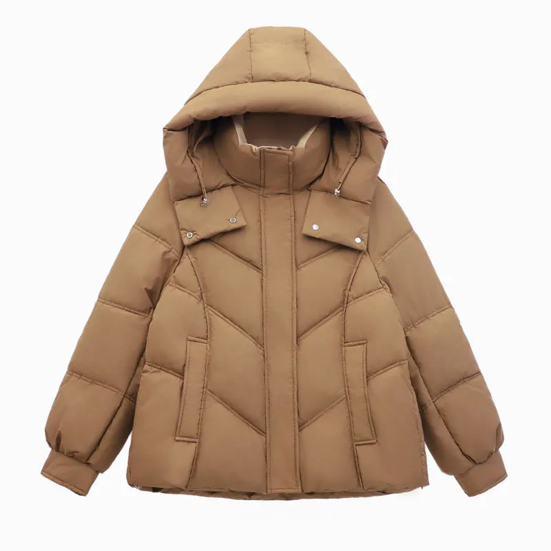 Easy-to-Clean Quilted Puffer Jacket with Zip-up Style