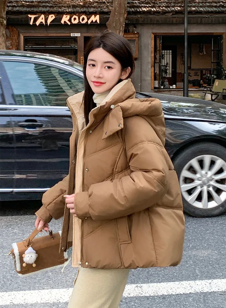 Easy-to-Clean Quilted Puffer Jacket with Zip-up Style