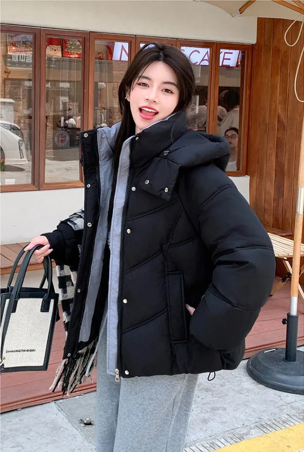 Easy-to-Clean Quilted Puffer Jacket with Zip-up Style