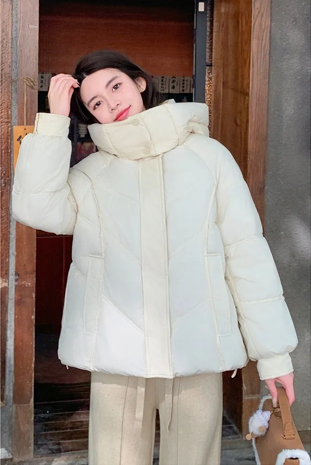 Easy-to-Clean Quilted Puffer Jacket with Zip-up Style