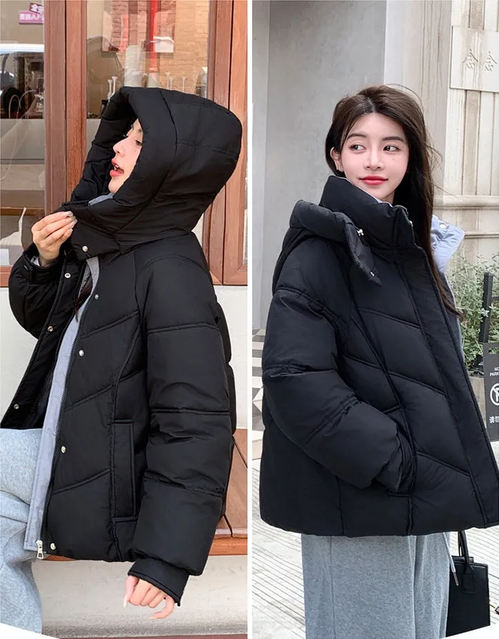 Easy-to-Clean Quilted Puffer Jacket with Zip-up Style