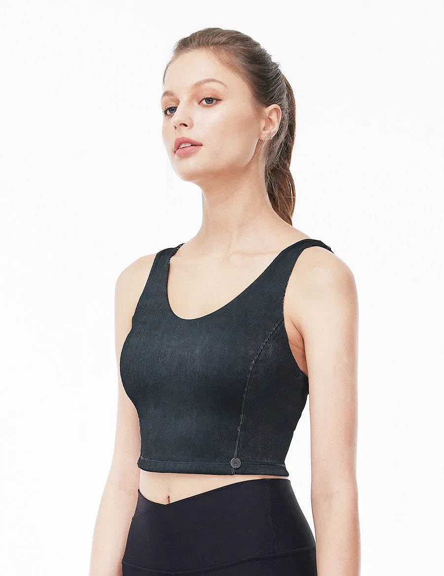 easyoga LA-VEDA Vintage Rib Cropped Tank - B18 Twilight Blue