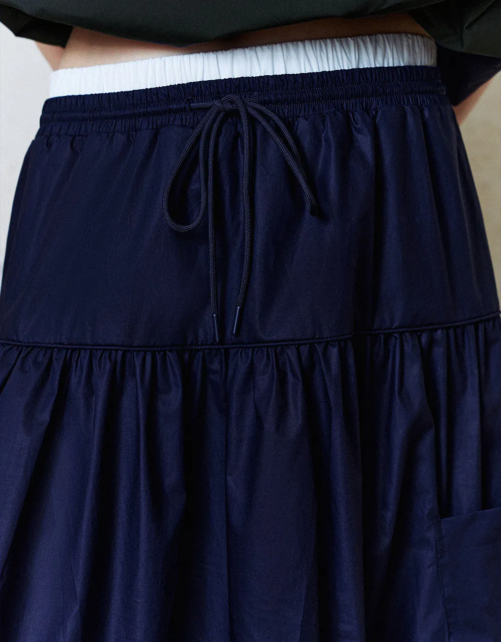 Elastic Waist Midi A-Line Skirt