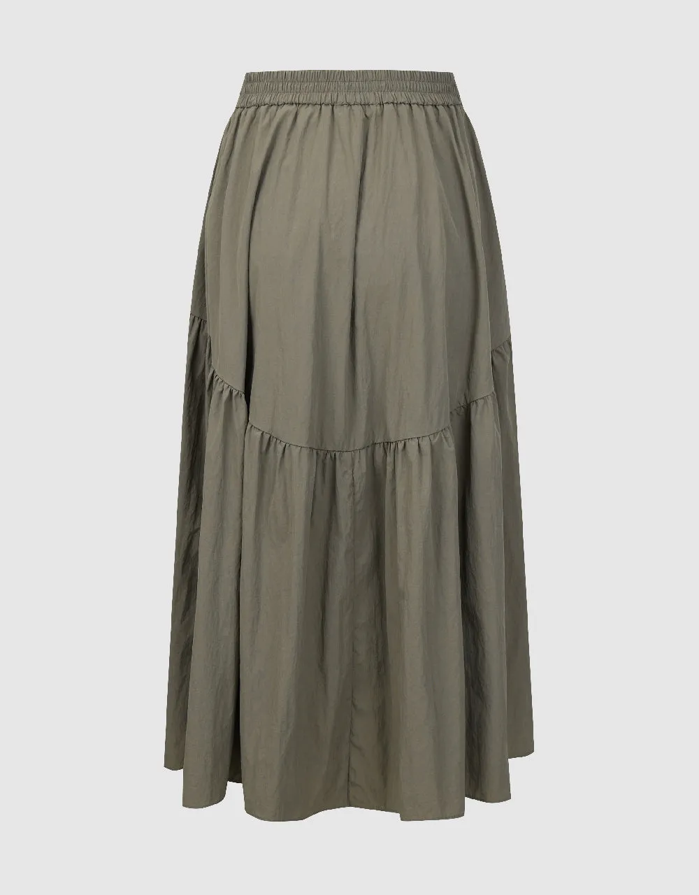 Elastic Waist Midi A-Line Skirt