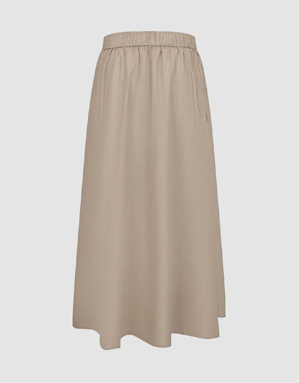 Elastic Waist Midi A-Line Skirt