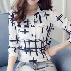 Elegant Striped Shirts Women Chiffon Tops Women's Blouses Women Blouses Office Lady Large Size 3XL