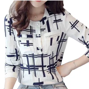 Elegant Striped Shirts Women Chiffon Tops Women's Blouses Women Blouses Office Lady Large Size 3XL