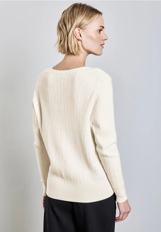 Erika V Neck Jumper | Lucid White