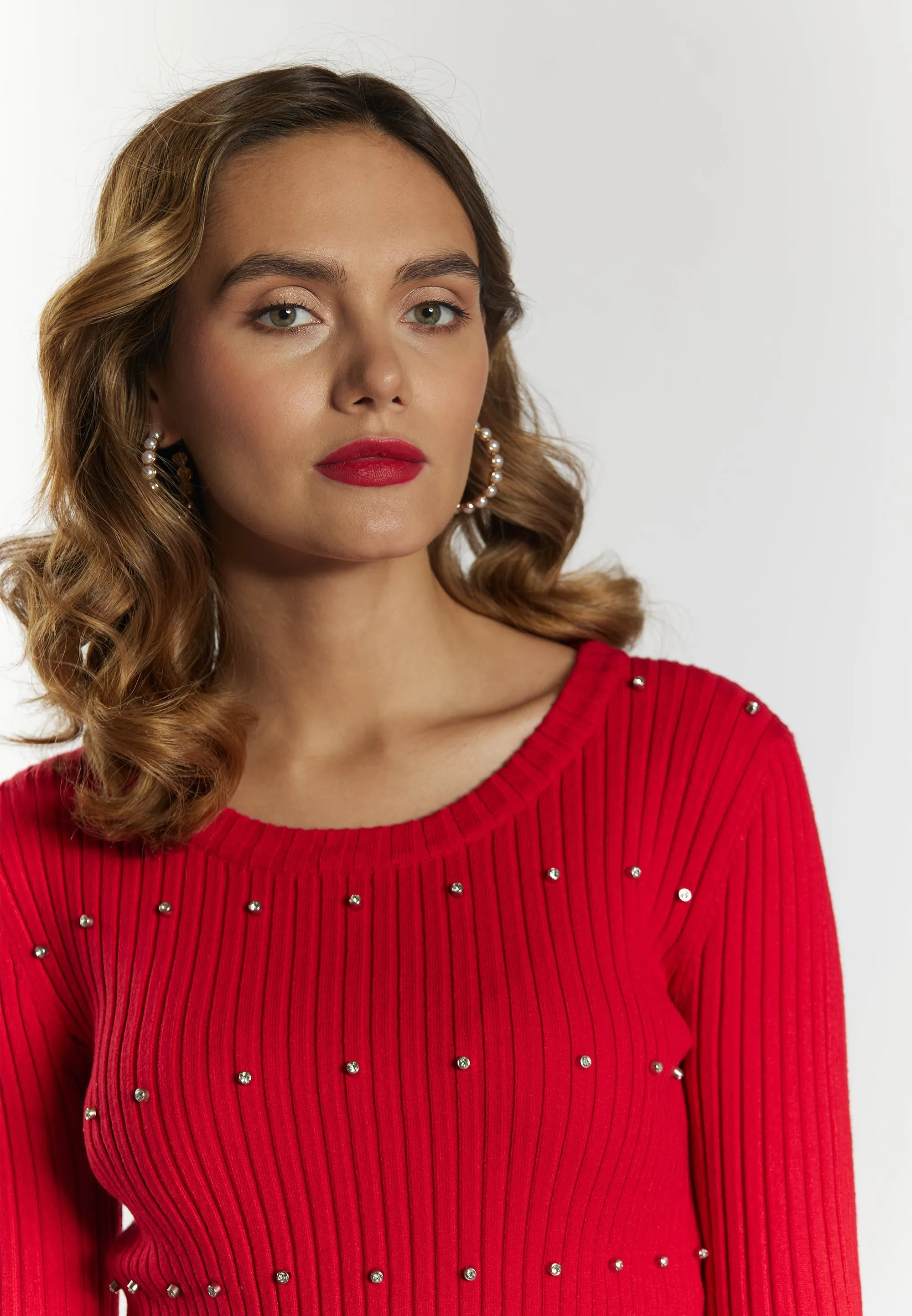 faina Women's Sweater With Rhinestone